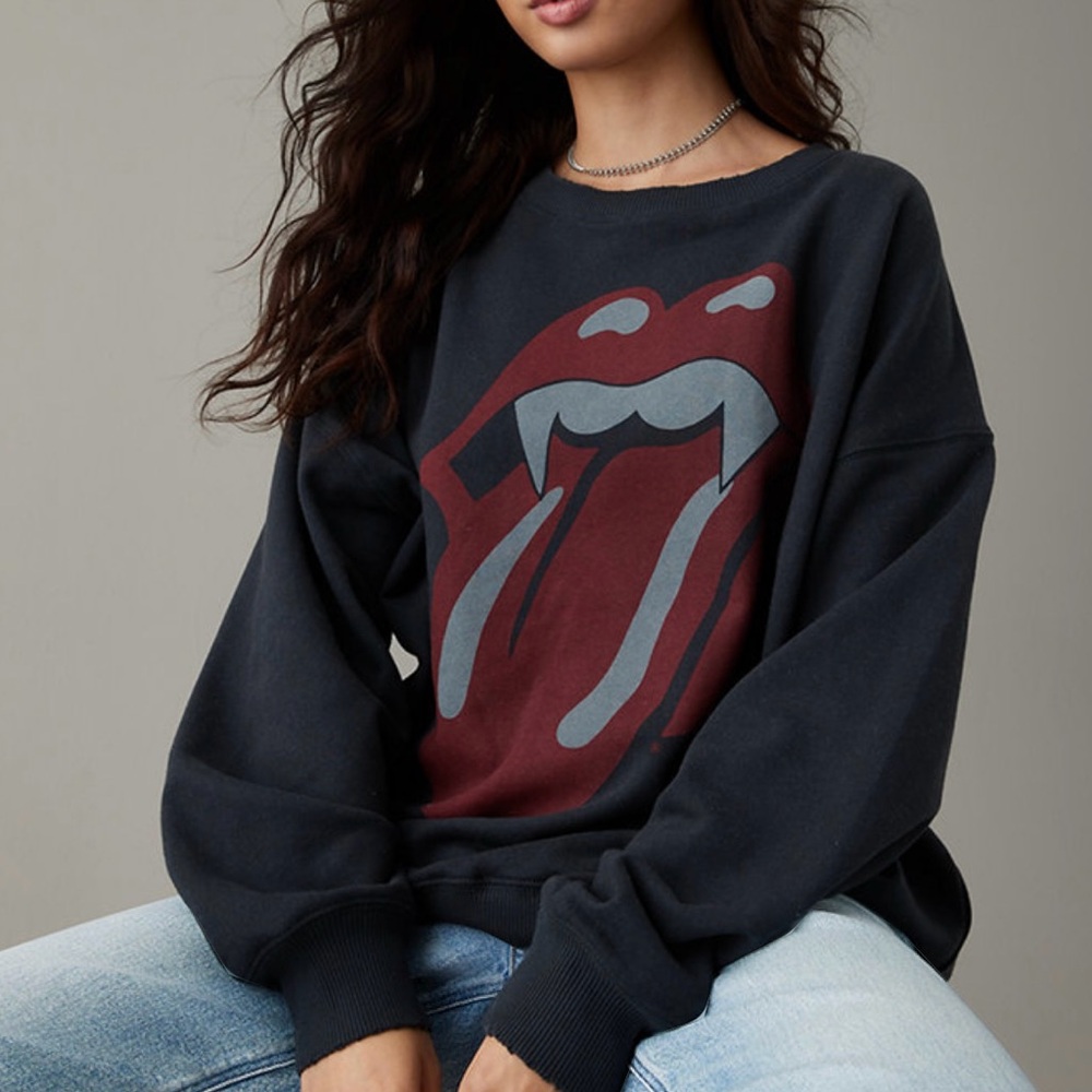 AE Oversized Halloween Rolling Stones Graphic Sweatshirt